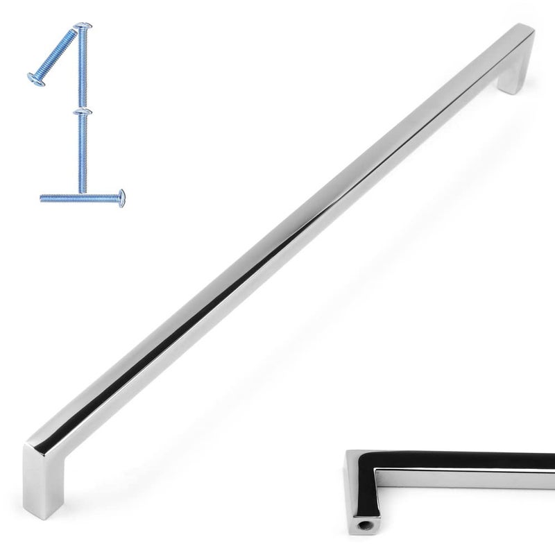 KOOFIZO Solid Square Bar Cabinet Handle - Chrome Furniture Pull, 12.6 Inch/320mm Screwhole Distance, 1-Piece for Kitchen Cupboard Door, Bedroom Dresser Drawer, Bathroom Wardrobe Hardware - Image 1